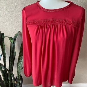Loft Pink Long Sleeve Blouse Top Size XS